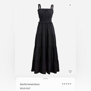 J. Crew Black Sevilla Tiered Dress NWT